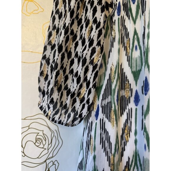 Chico's Ikat Clip Dot Maxi Dress Size 6 Tiered Resortwear Geo 077 - Picture 4 of 7